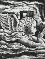 Armando Baldinelli, L'Angelo che si Desta (The Awakening Angel), woodcut on paper
