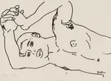 Walter Battiss, Male Nude (Torso), photolithograph on paper