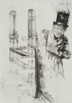 Diane Victor, The Grand Magician, 2012, drypoint and chine collé on paper