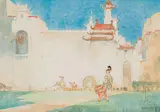 William Timlin, Porcelain Palace, 1925, watercolour on paper laid down on board