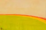 Pieter van der Westhuizen, Landscape in Green, Yellow and Orange, pastel on onion skin paper