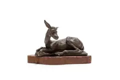 Jo Roos, Impala, bronze with a brown patina, on a wooden base