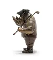 Rhino Golfer by Carol Cauldwell, painted and patinated bronze with wax, sold Feb 2026