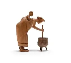 Julius Mfethe, Mother and Child with Cooking Pot, carved wood