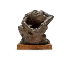Jo Roos, Concertina Player, bronze with a brown patina, on a wooden base