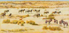 Zakkie Eloff, Etosha Waterhole, oil on canvas