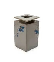 Tim Morris, Rectangular pot with floral motif, painted and glazed stoneware