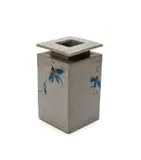 Tim Morris, Rectangular pot with floral motif, painted and glazed stoneware