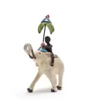 Senzo Ntshalintshali, Figure with Umbrella Riding an Elephant, 2016, painted and glazed ceramic