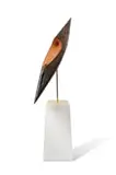 Jeffrey Bruce Allan, Obelisk, 2025, patinated wild pear with brass stand, on a wooden base