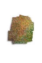 John Lizamore, Falling Leaves, 2025, acrylic, primer and varnish on brown paper bags and cardboard on a wooden base