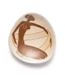 Kalahari Studio, Organic-shaped plate with nude figure, terracotta with overglaze decoration