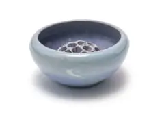 Linn Ware, Tapering bowl with inverted rim and floral frog, two, double-glazed, hand-thrown earthenware
