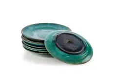 Linn Ware & Ceramic Studio, Six side plates, double-glazed hand-thrown earthenware