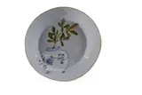 Lisa Ringwood, Plate with vase and bird motif, hand-painted and glazed ceramic