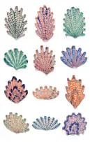 Lucie de Moyencourt, Twelve glazed ceramic shells, hand-painted and glazed ceramic