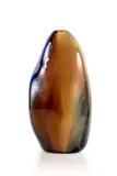 David Reade, Free-form glass vase in graduated amber and blue tones, hand-blown glass