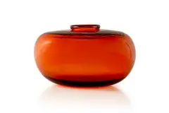 David Reade, Orange bulbous glass vase, hand-blown glass