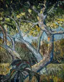 Robert Brooks, Composition with a Tree, oil on board