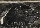 Michael Hallier, Fish River, 1987, charcoal on paper