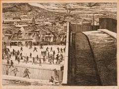 Pedestrians Use Crosswalk by Robert Brooks, hard ground etching on paper, sold Jul 2025