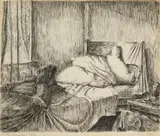 Fred Page, The Unmade Bed, felt tip pen and ink on paper