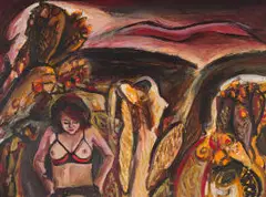 Michael Hallier, Prickly Pear Realm, oil on card