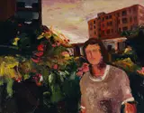 Jennifer Lynne Crooks, Robert in the Garden, oil on board