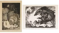 Michael Hallier, Porky and Bess; They Shoot Dragons Don't They, two, etching on paper