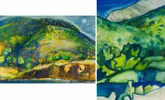Michael Hallier, Hogsback studies, two, 1975, (1) pastel on paper; (2) watercolour on paper