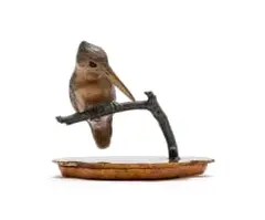 Carl Roberts, King Fisher, bronze with a brown patina, on a resin and wood base