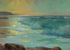 Walter Gilbert Wiles, Coastal Sunrise, pastel on paper laid down on board