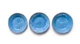 Hylton Nel, Blue plate with flower motifs, three, painted and glazed ceramic