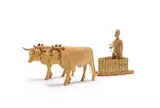 Julius Mfethe, Ox Sled with Oxen and Rider, carved wood