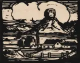 Jacobus Hendrik Pierneef, Die Sfinks, Fouriesburg (The Sphinx, Fouriesburg) (Nilant 58), linocut on rice paper