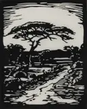 Jacobus Hendrik Pierneef, Die Eensame Pad (The Lonely Road) (Nilant 69), 1929, linocut on paper