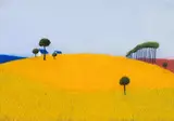 Tree-lined Wheatfield by Pieter van der Westhuizen, pastel on paper, sold Jun 2025