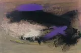 Charles Gassner, Abstract in Purple, Black and White, mixed media on paper laid down on board