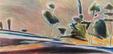Andrew Verster, Composition with Trees and Bushes I, coloured pencil on paper