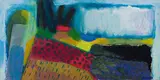 Lettie Gardiner, Abstract in Red and Blue, oil on canvas