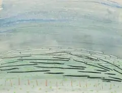 Charles Gassner, Open Field, mixed media on paper