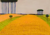 Wheatfield with Tall Trees by Pieter van der Westhuizen, pastel on paper, sold Jun 2025