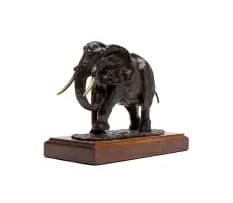 Laurence Anthony Chait, Elephant, bronze with a brown patina, on a wooden base