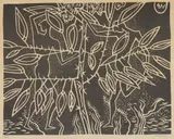 Walter Battiss, Boys Collecting Wild Fruits, linocut on paper