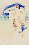 Walter Battiss, Seated Nude, watercolour on paper
