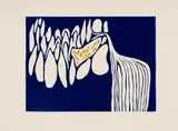 Walter Battiss, Figures above a Waterfall, colour screenprint on paper