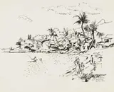 Walter Battiss, S.W. Mauritius, ink on paper