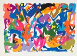 Walter Battiss, Orgy 1, colour screenprint on paper