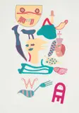 Walter Battiss, Abstract W, colour screenprint on paper