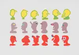 Walter Battiss, Invented Heads (Without Eyes), colour screenprint on paper